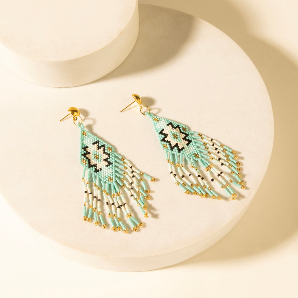 Myra Starfall Fringe Earrings in Turquoise